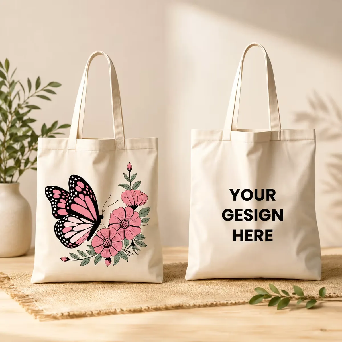 Personalized tote bags with custom photo and name prints